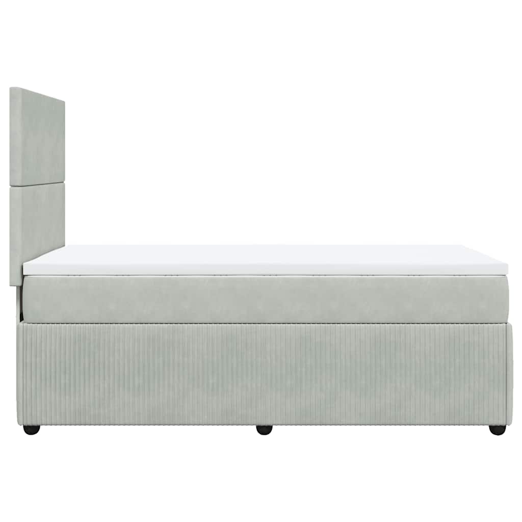 kontinentalseng med madras 90x190 cm fløjl lysegrå