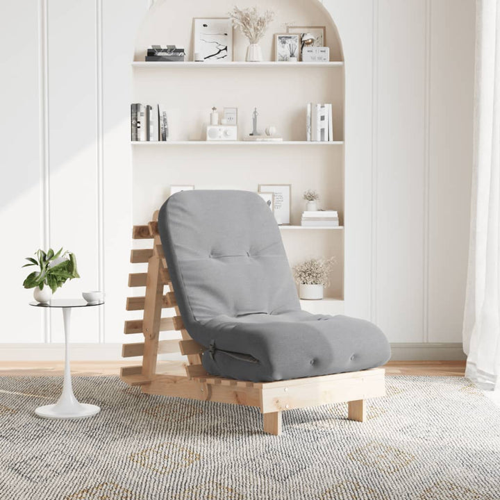 futon med madras 60x206x11 cm massivt fyrretræ