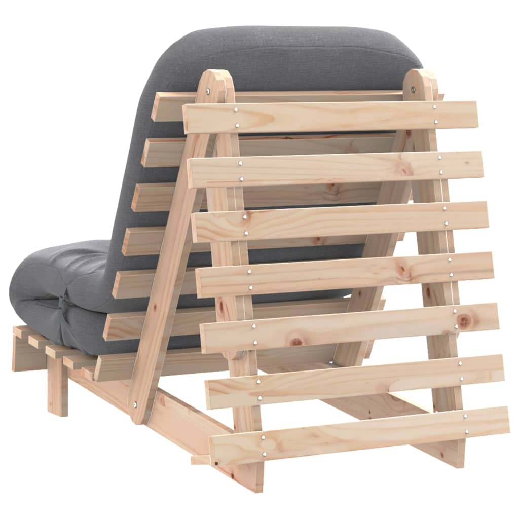 futon med madras 70x206x11 cm massivt fyrretræ
