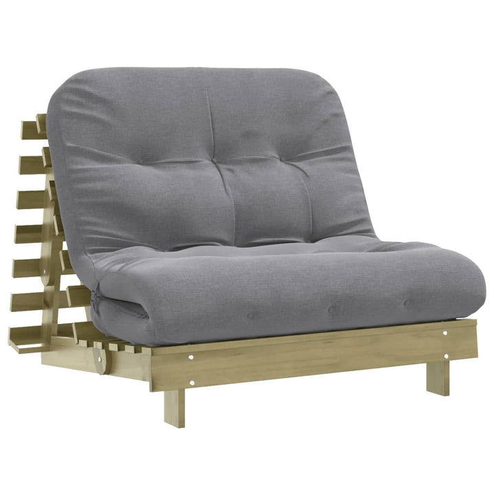 futon med madras 100x206x11 cm massivt fyrretræ