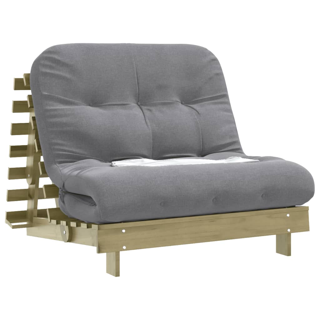 futon med madras 100x206x11 cm massivt fyrretræ