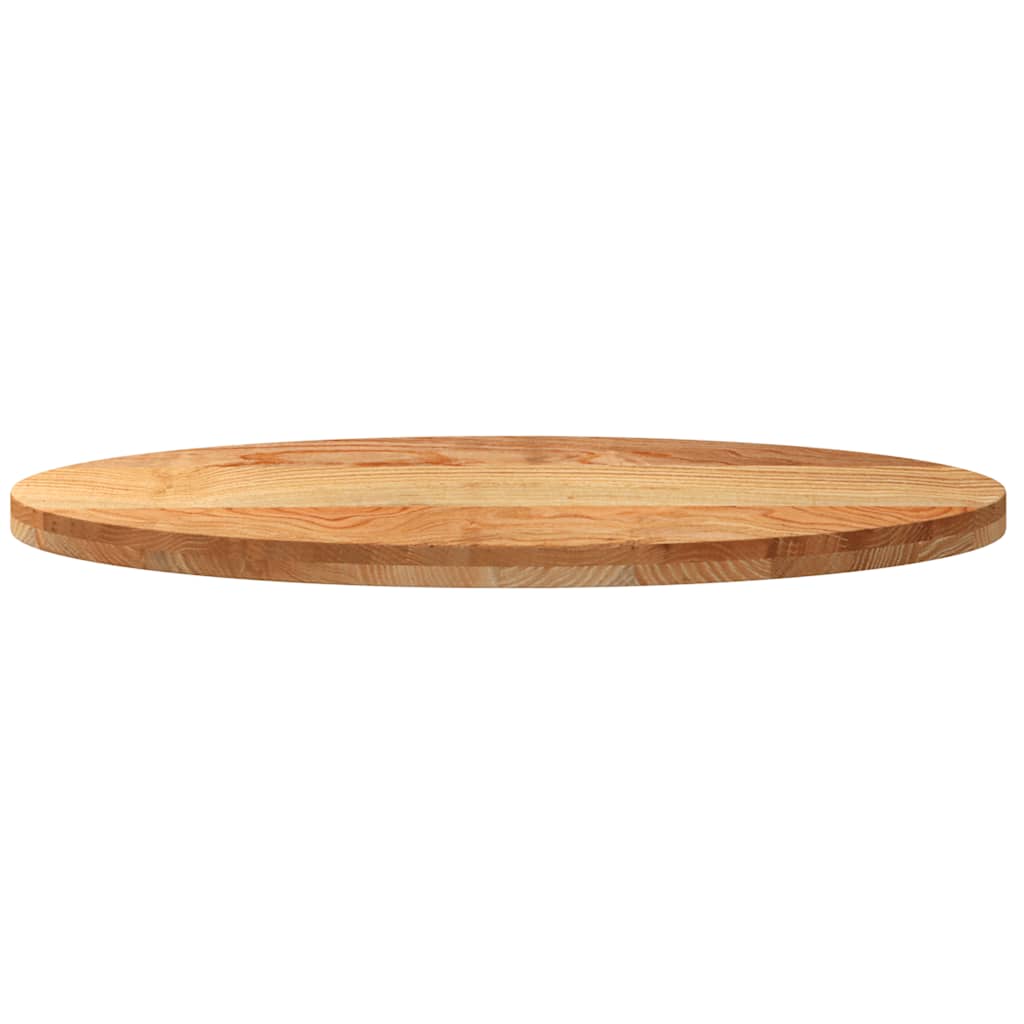 bordplade 100x50x4 cm massivt egetræ oval lysebrun