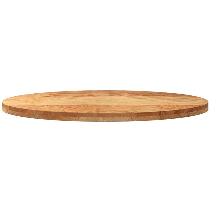 bordplade 100x50x4 cm massivt egetræ oval lysebrun