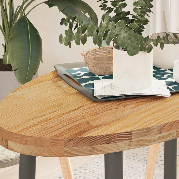 bordplade 100x50x4 cm massivt egetræ oval lysebrun