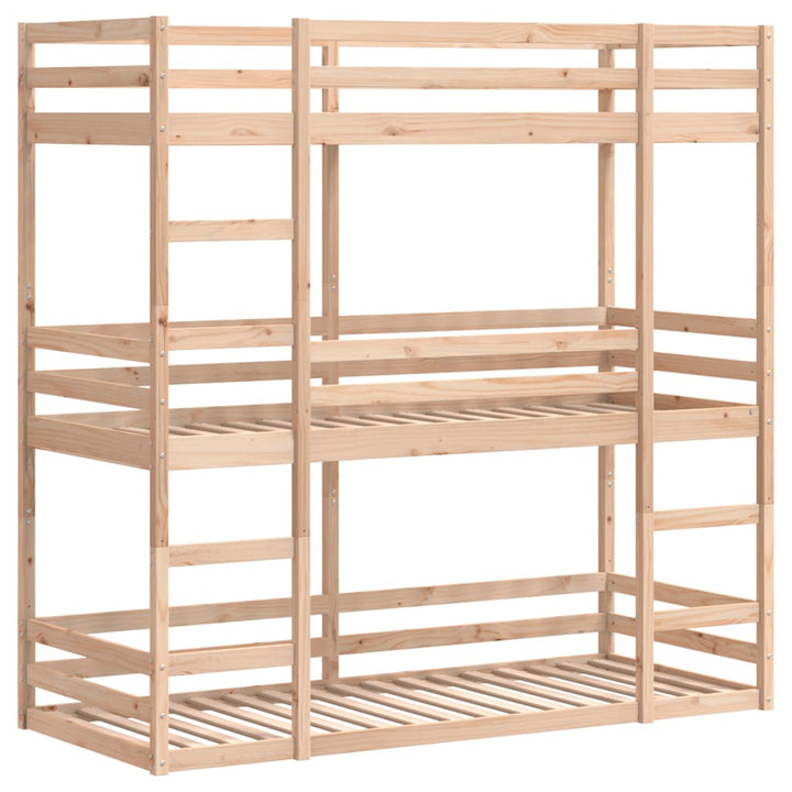 tredobbelt køjeseng 80x200 cm massivt fyrretræ