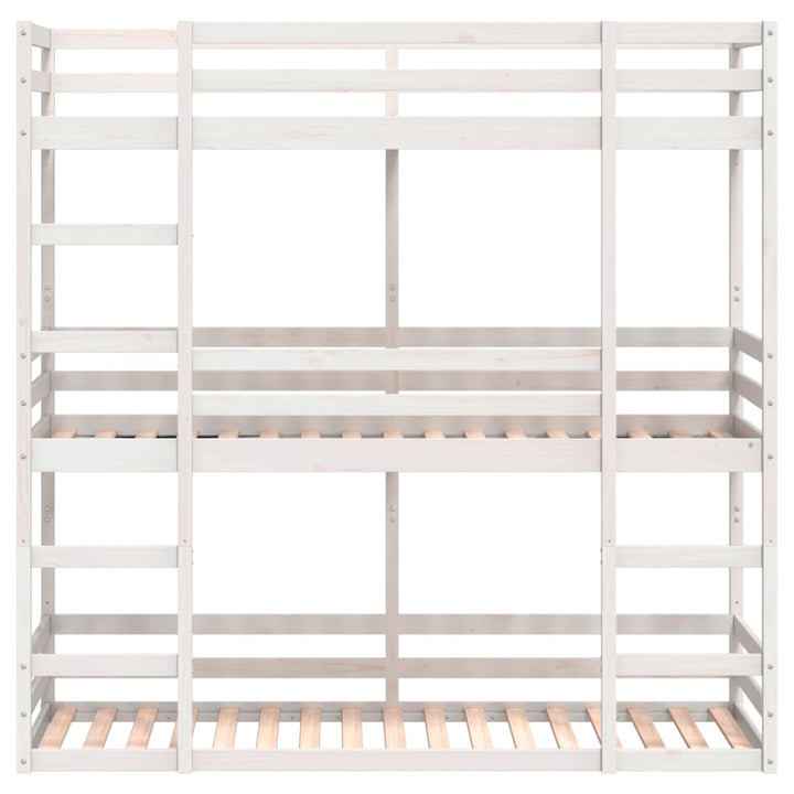 tredobbelt køjeseng 80x200 cm massivt fyrretræ hvid