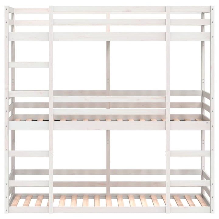tredobbelt køjeseng 90x200 cm massivt fyrretræ hvid