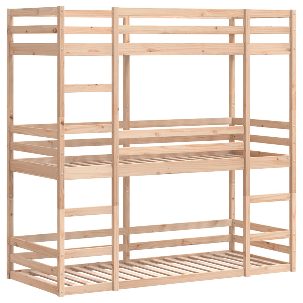 tredobbelt køjeseng 90x190 cm massivt fyrretræ