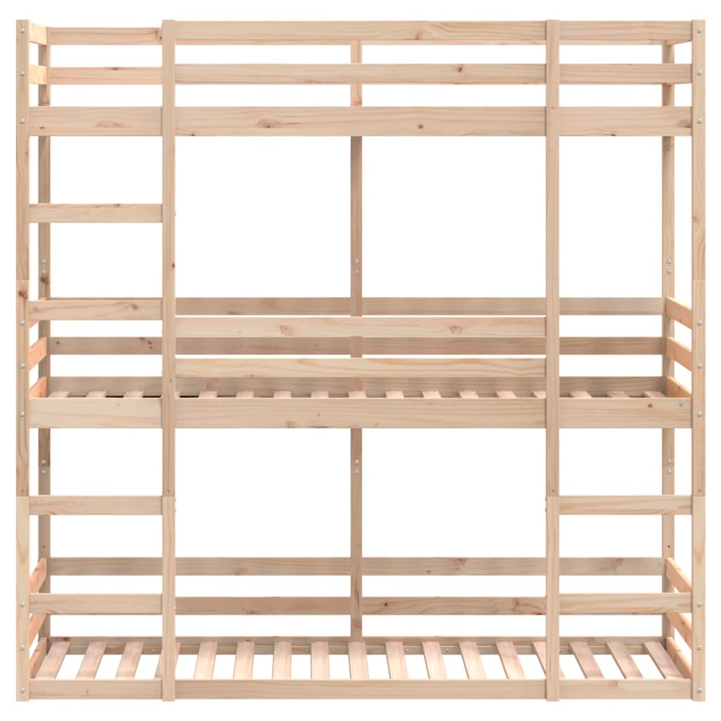 tredobbelt køjeseng 90x190 cm massivt fyrretræ