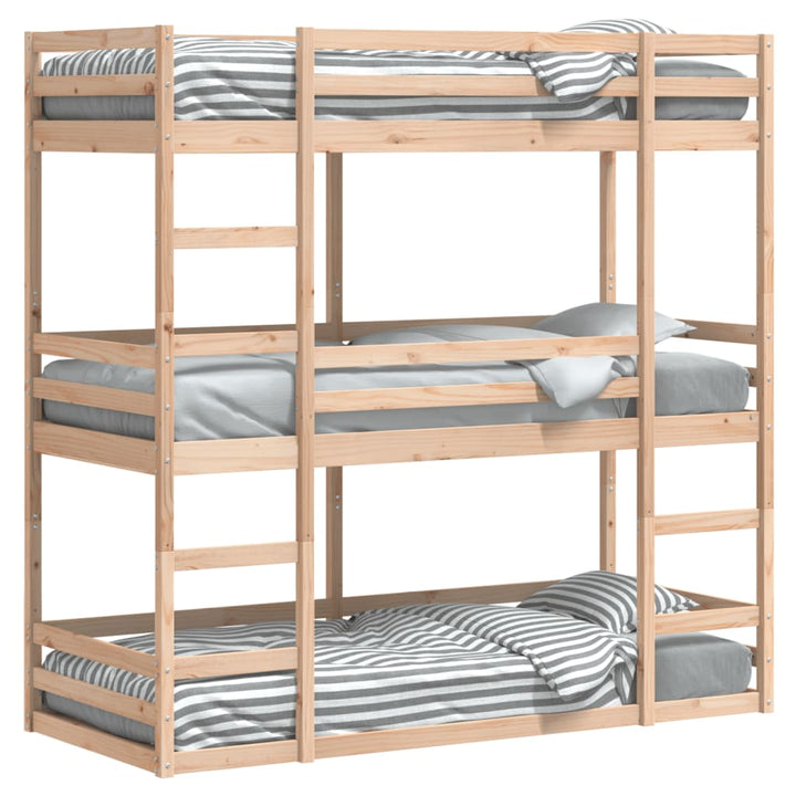 tredobbelt køjeseng 75x190 cm massivt fyrretræ