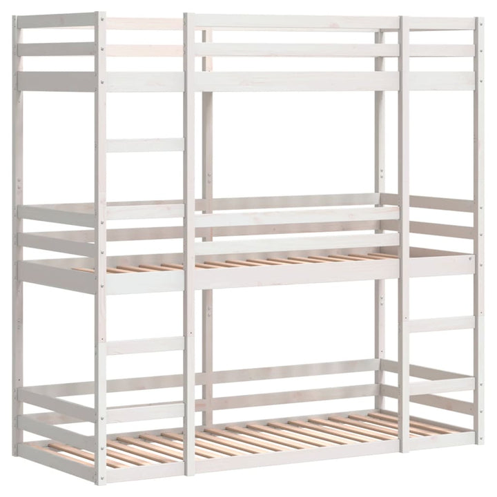tredobbelt køjeseng 75x190 cm massivt fyrretræ hvid