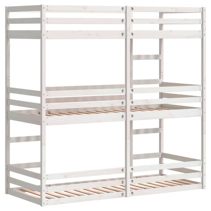 tredobbelt køjeseng 75x190 cm massivt fyrretræ hvid