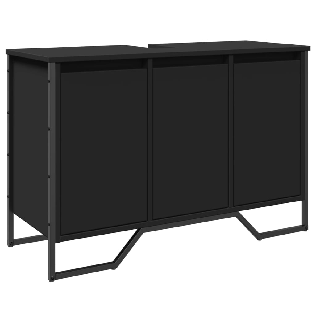 underskab til håndvask 91x35x60 cm konstrueret træ sort