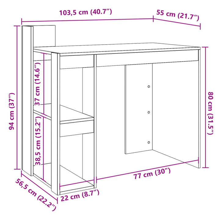 skrivebord 103,5x56,5x94 cm konstrueret træ sort