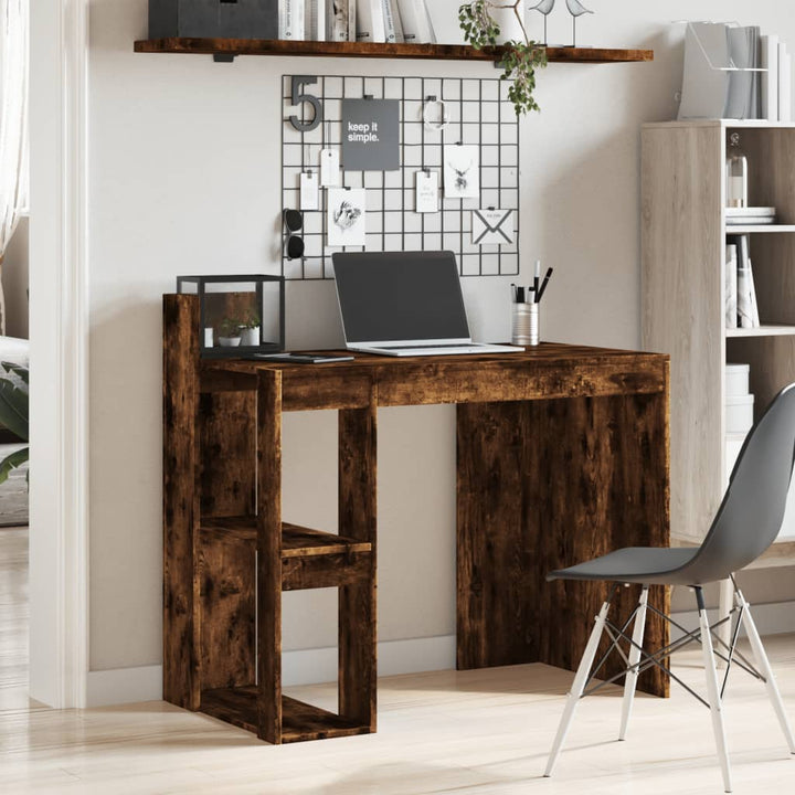 skrivebord 103,5x56,5x94 cm konstrueret træ røget egetræsfarve
