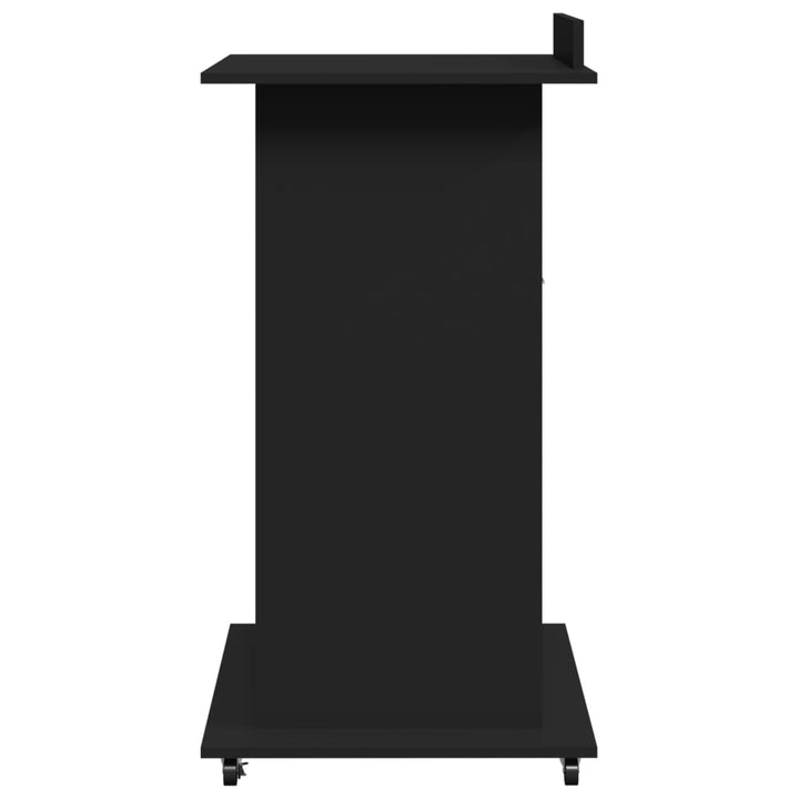 talerstol med hjul og skuffe 55x55x107 cm konstrueret træ sort