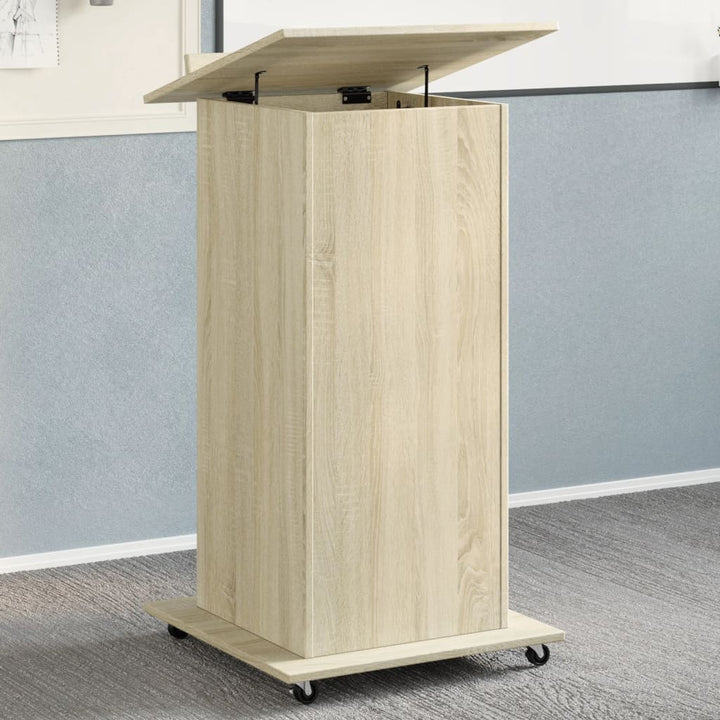 talerstol med hjul skuffe 55x55x107cm konstrueret træ sonoma eg