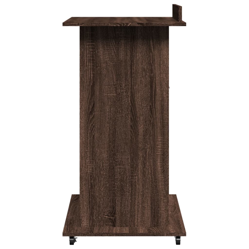 talerstol med hjul skuffe 55x55x107 cm konstrueret træ brun eg