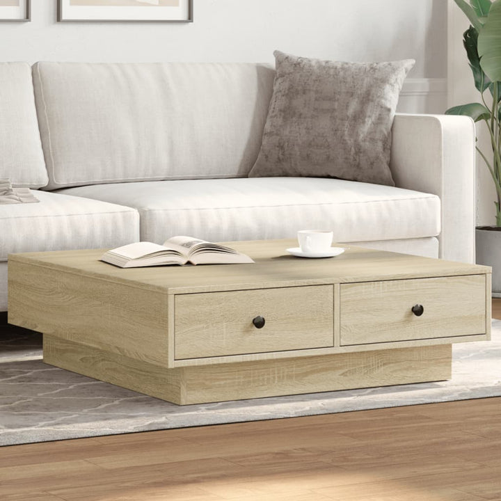 sofabord 90x90x28 cm konstrueret træ sonoma-eg