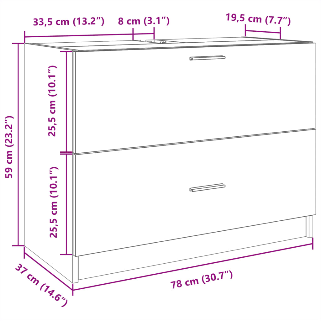 underskab 78x37x59 cm konstrueret træ brun egetræsfarve