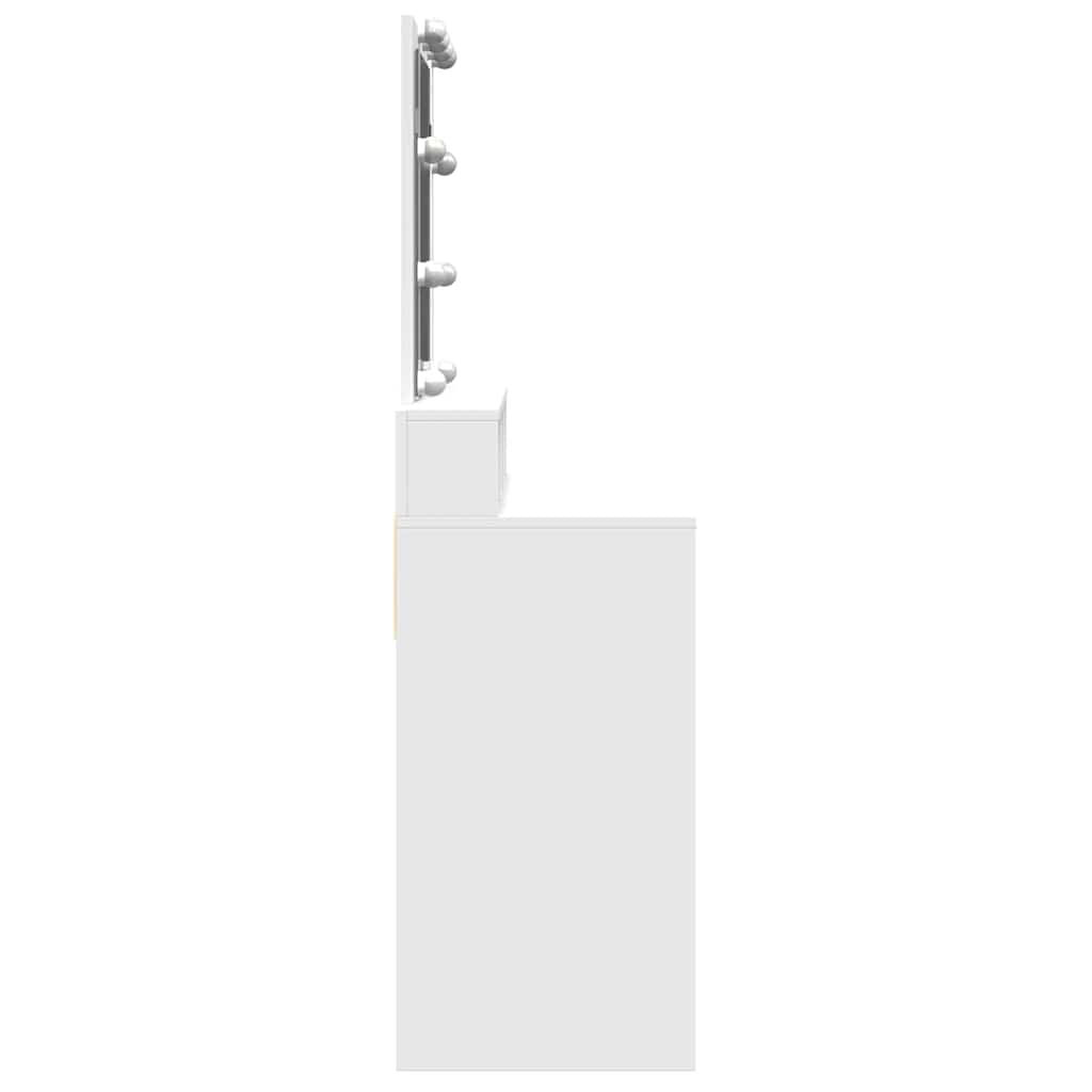 makeupbord med LED-lys 80x41x144,5 cm hvid
