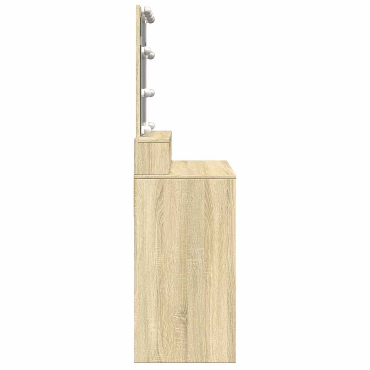 makeupbord med LED-lys 80x41x144,5 cm brun sonoma-eg