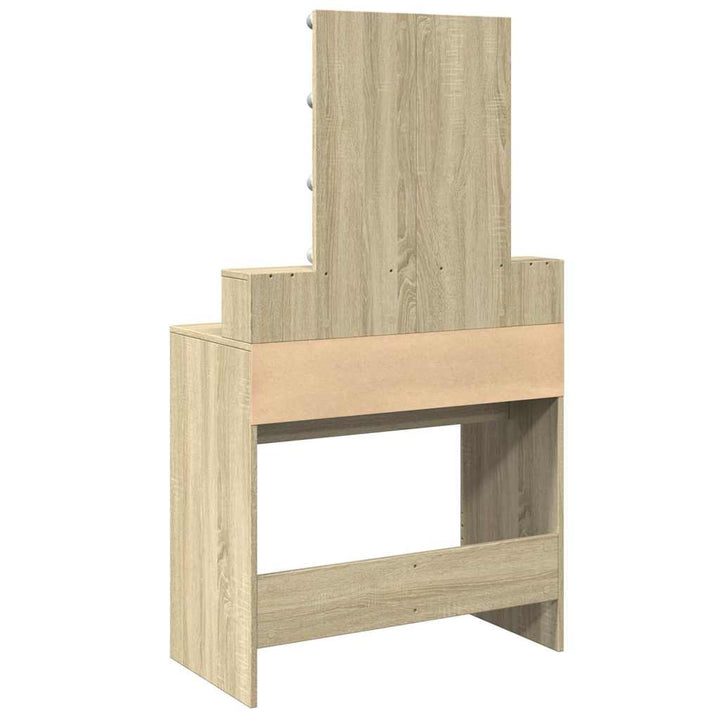 makeupbord med LED-lys 80x41x144,5 cm brun sonoma-eg