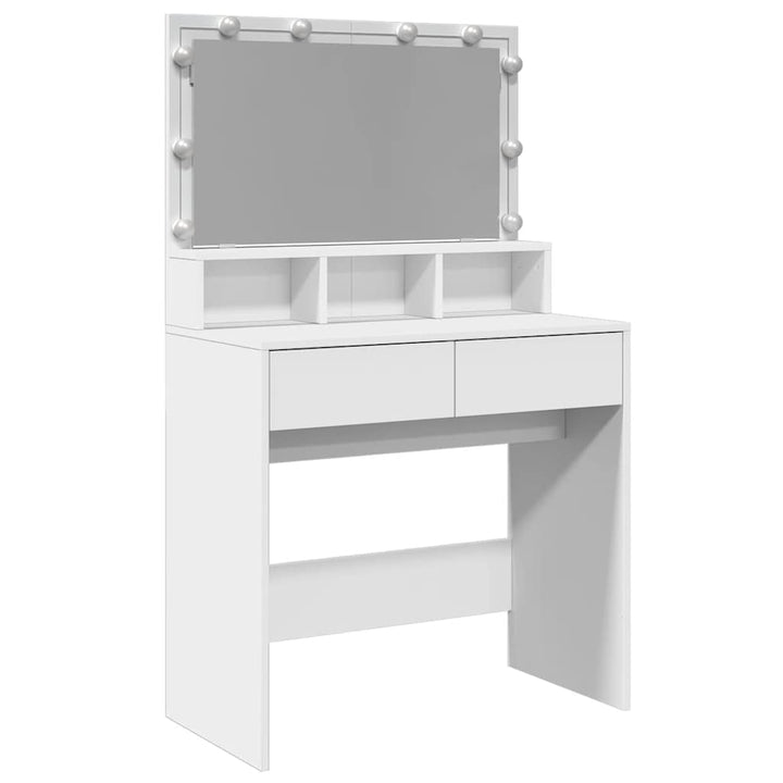 makeupbord med LED-lys 80x41x134,5 cm hvid