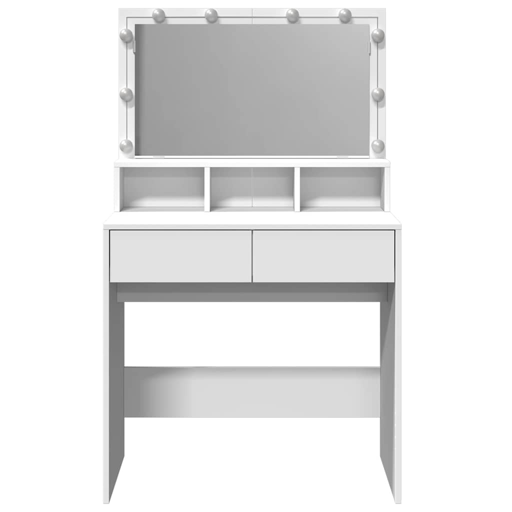 makeupbord med LED-lys 80x41x134,5 cm hvid