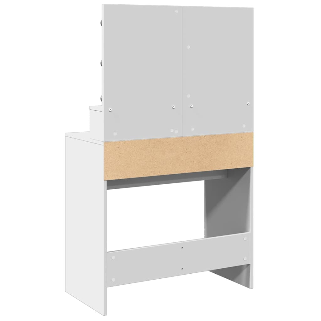 makeupbord med LED-lys 80x41x134,5 cm hvid