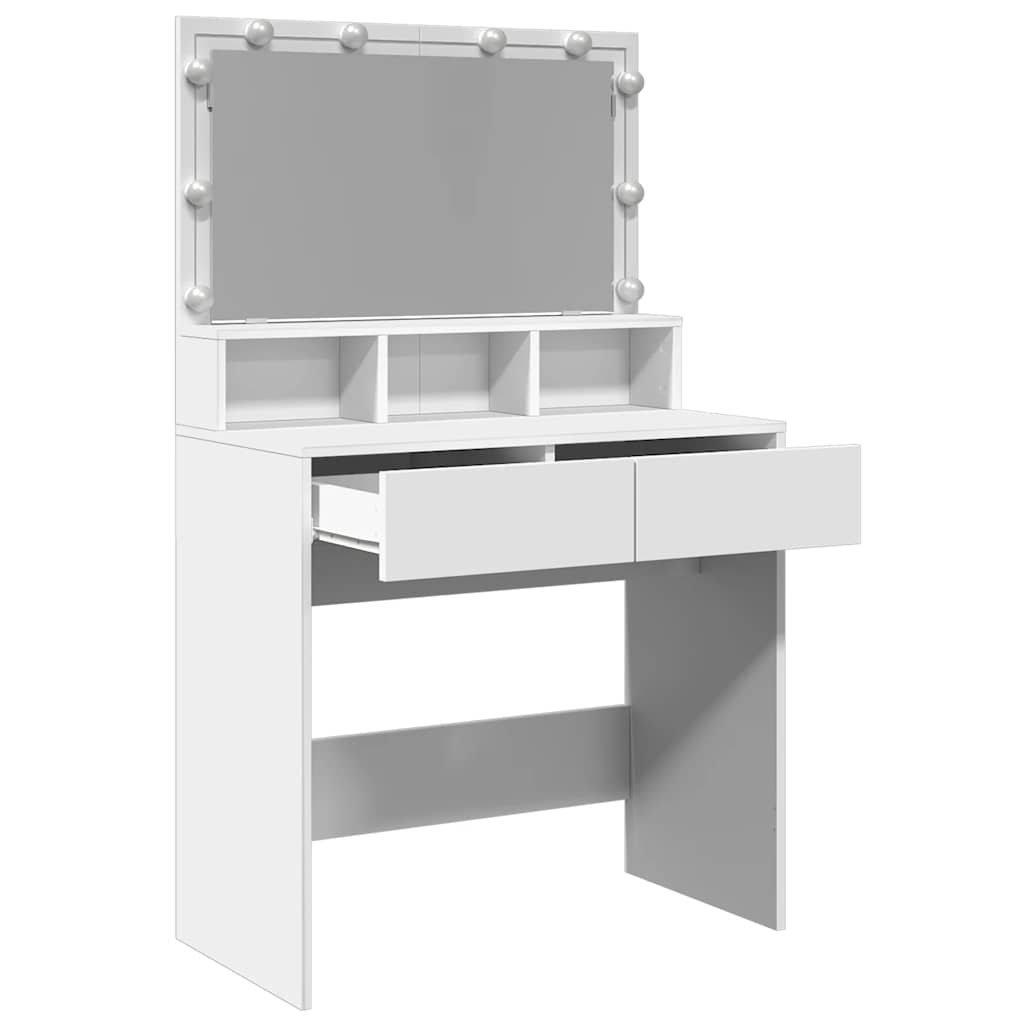 makeupbord med LED-lys 80x41x134,5 cm hvid