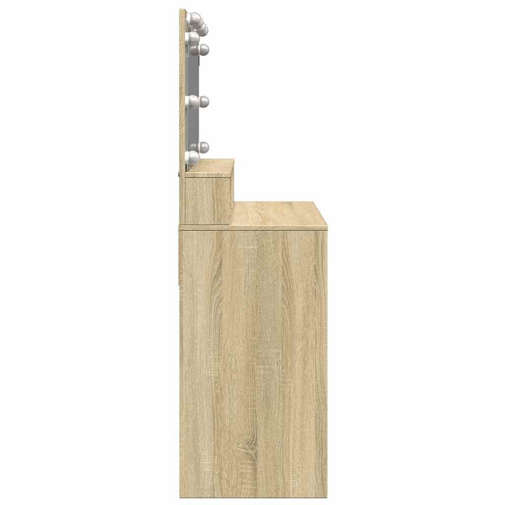 makeupbord med LED-lys 80x41x134,5 cm brun sonoma-eg