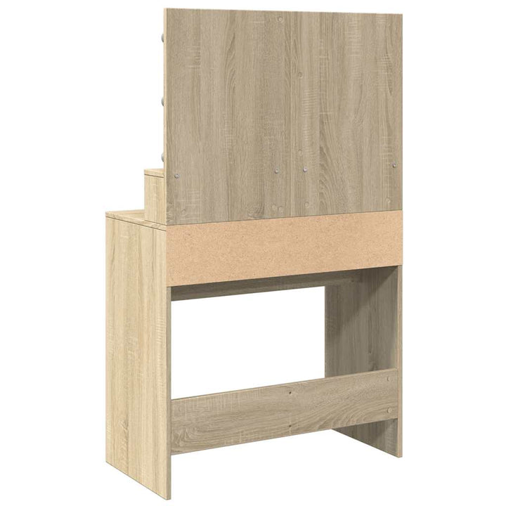 makeupbord med LED-lys 80x41x134,5 cm brun sonoma-eg