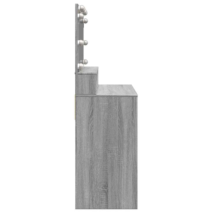 makeupbord med LED-lys 80x41x134,5 cm grå sonoma-eg