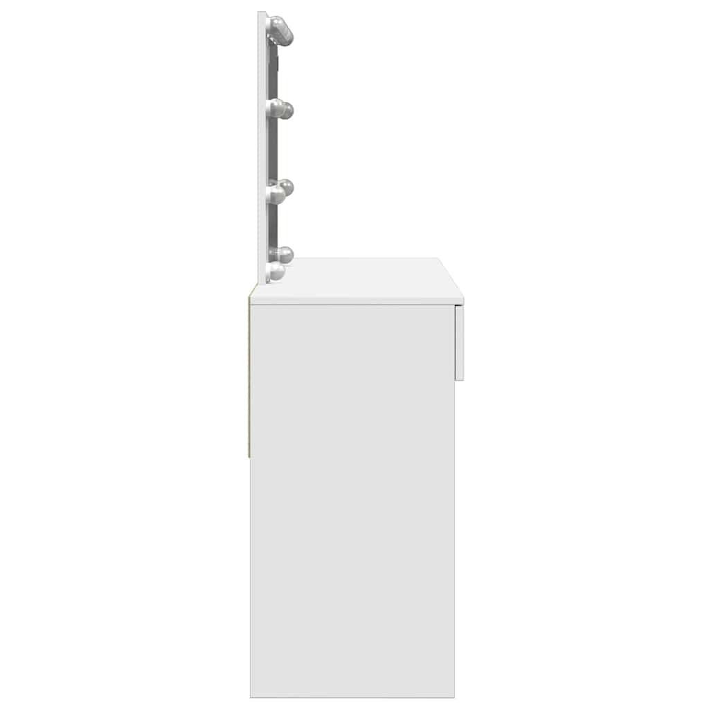 makeupbord med LED-lys 100x40x130 cm hvid