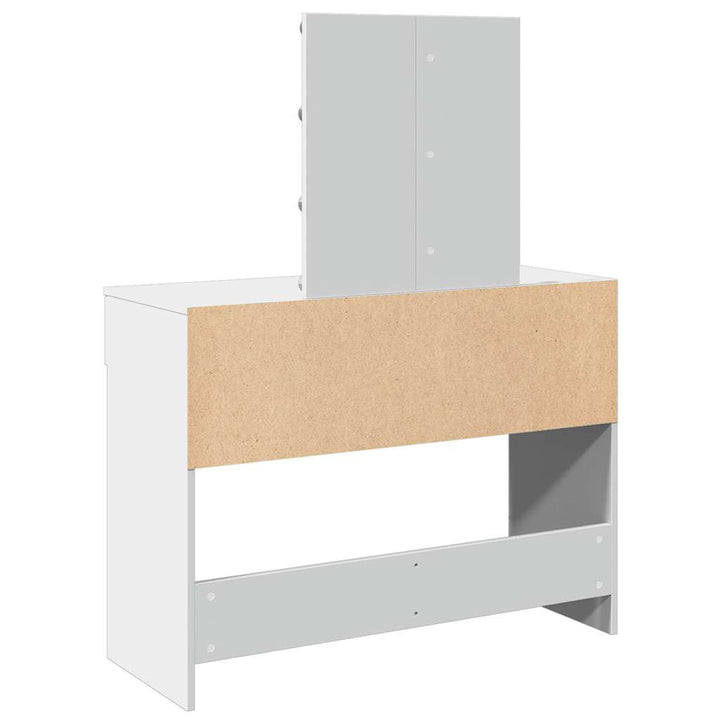 makeupbord med LED-lys 100x40x130 cm hvid