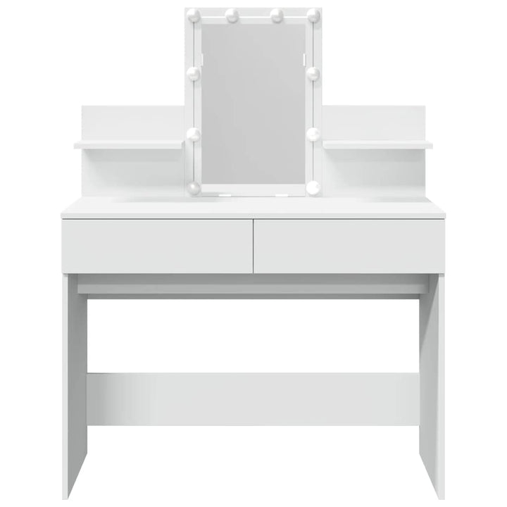 makeupbord med LED-lys 100x40x130 cm hvid