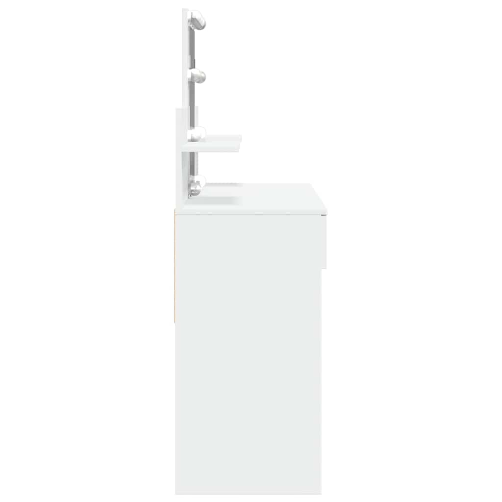 makeupbord med LED-lys 100x40x130 cm hvid