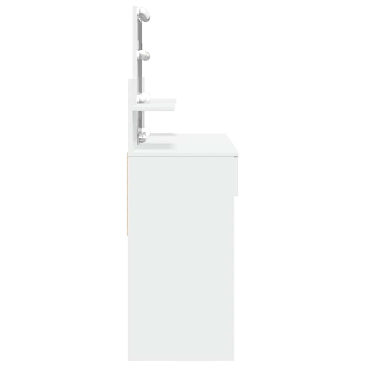 makeupbord med LED-lys 100x40x130 cm hvid