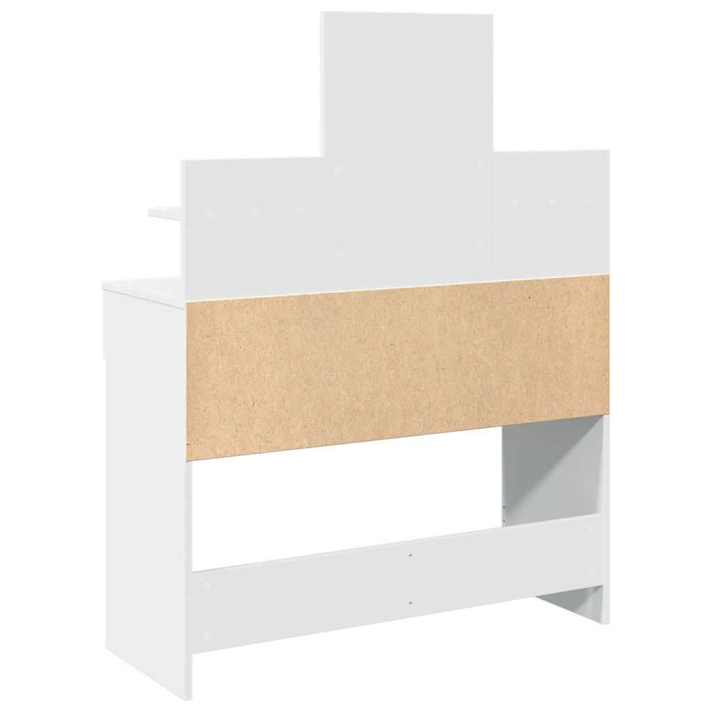 makeupbord med LED-lys 100x40x130 cm hvid