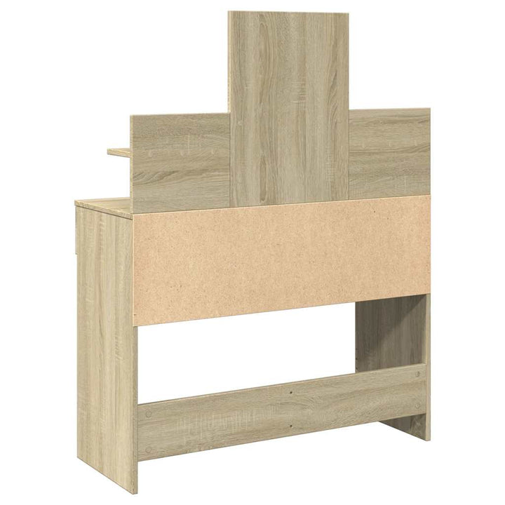 makeupbord med LED-lys 100x40x130 cm brun sonoma-eg