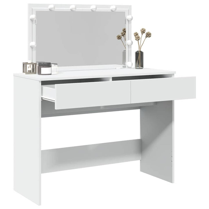 makeupbord med LED-lys 100x40x120 cm hvid
