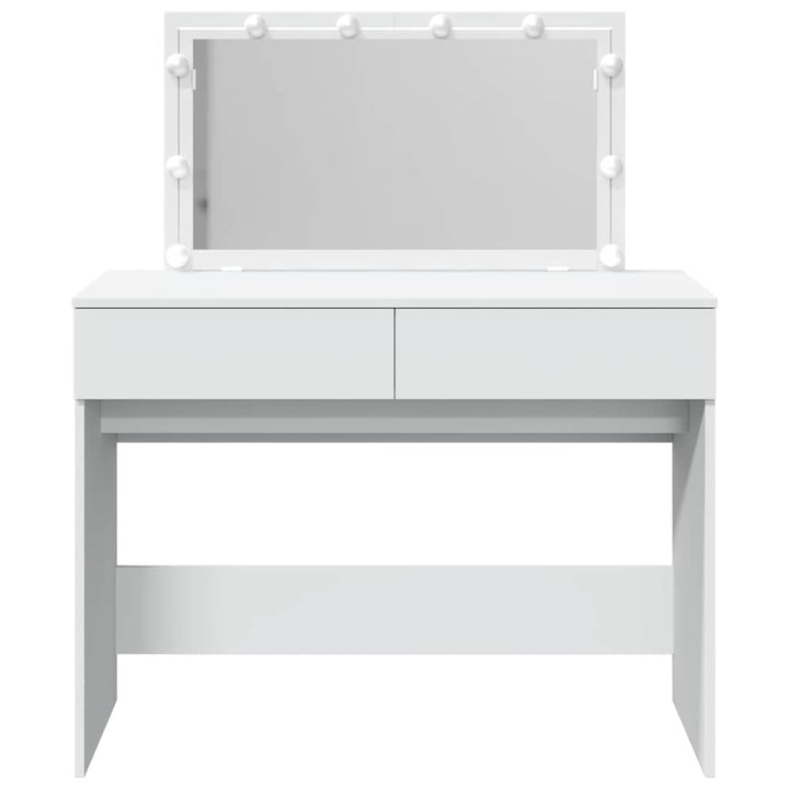 makeupbord med LED-lys 100x40x120 cm hvid