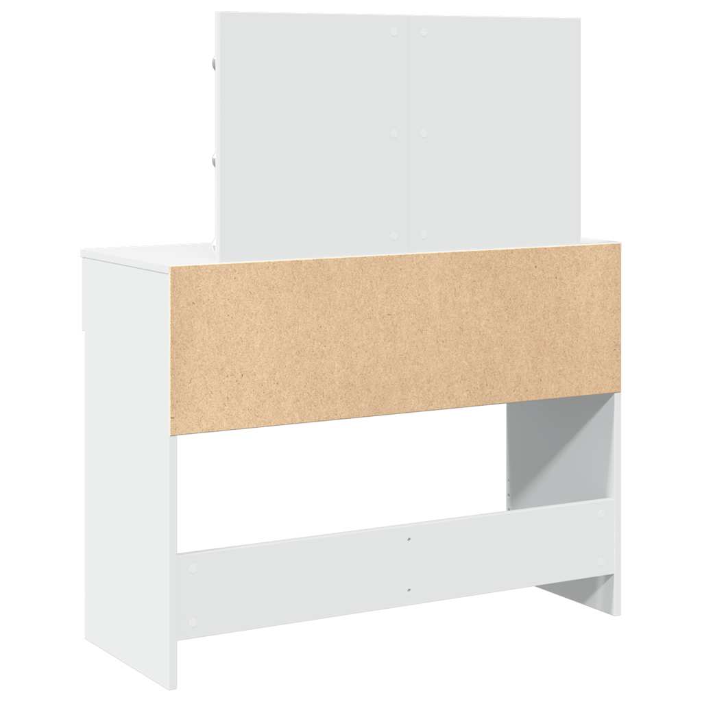 makeupbord med LED-lys 100x40x120 cm hvid