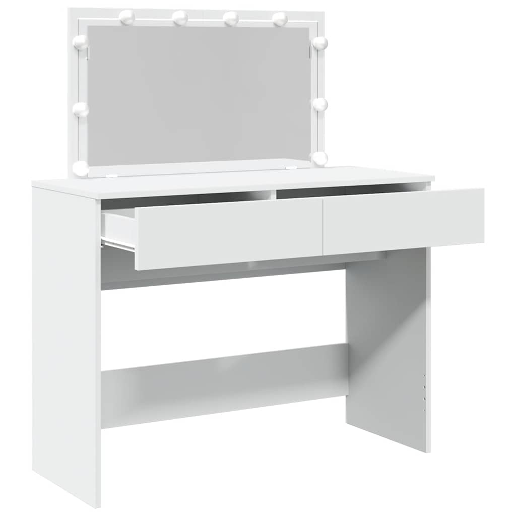 makeupbord med LED-lys 100x40x120 cm hvid