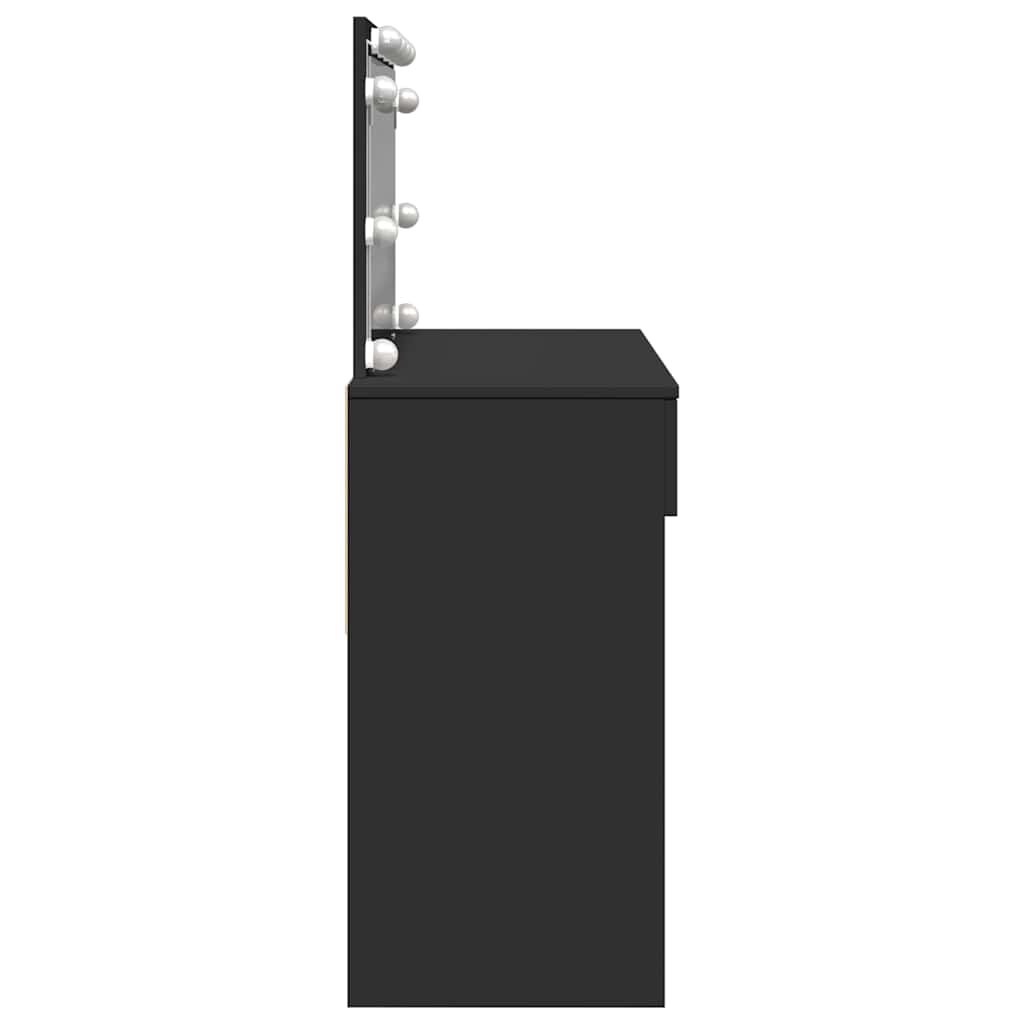 makeupbord med LED-lys 100x40x120 cm sort