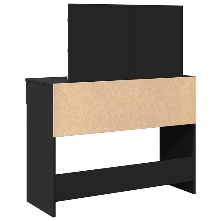 makeupbord med LED-lys 100x40x120 cm sort