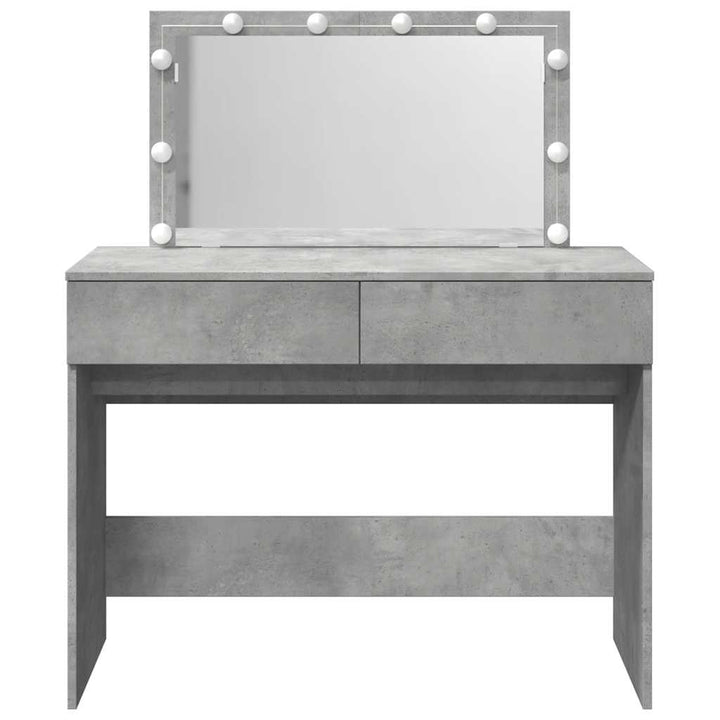 makeupbord med LED-lys 100x40x120 cm betongrå