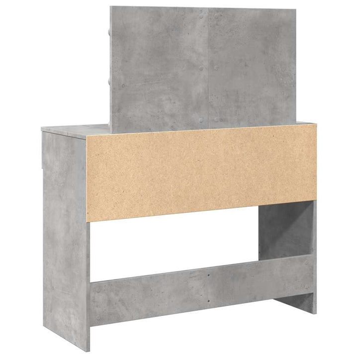 makeupbord med LED-lys 100x40x120 cm betongrå