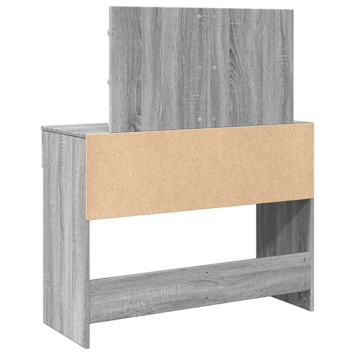 makeupbord med LED-lys 100x40x120 cm grå sonoma-eg